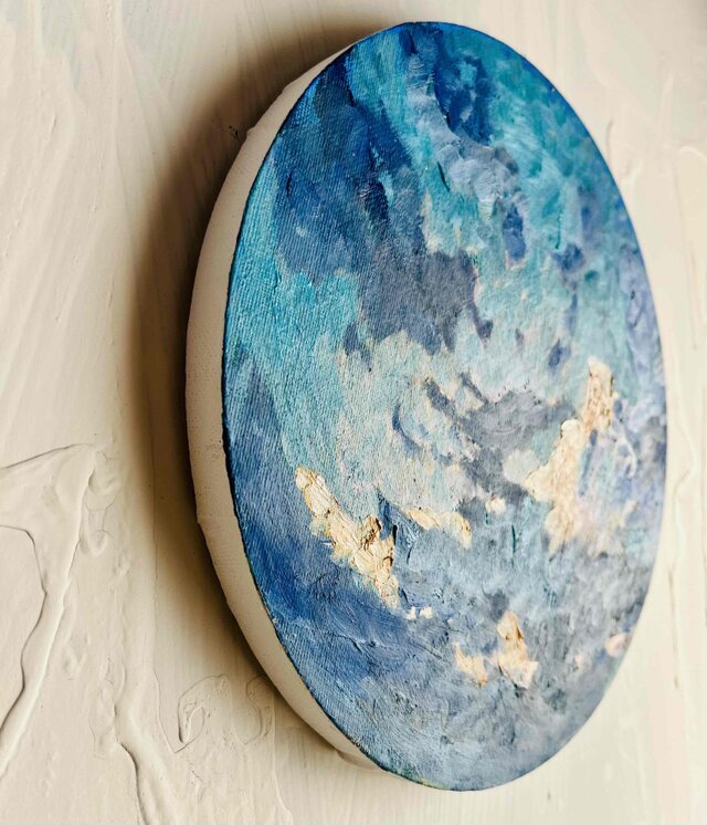 直径25㎝「朝の空 2025-2」油彩・絵画・原画・丸形・アートパネル 直径25㎝「朝の空 2025-2」油彩・絵画・原画・丸形・アート