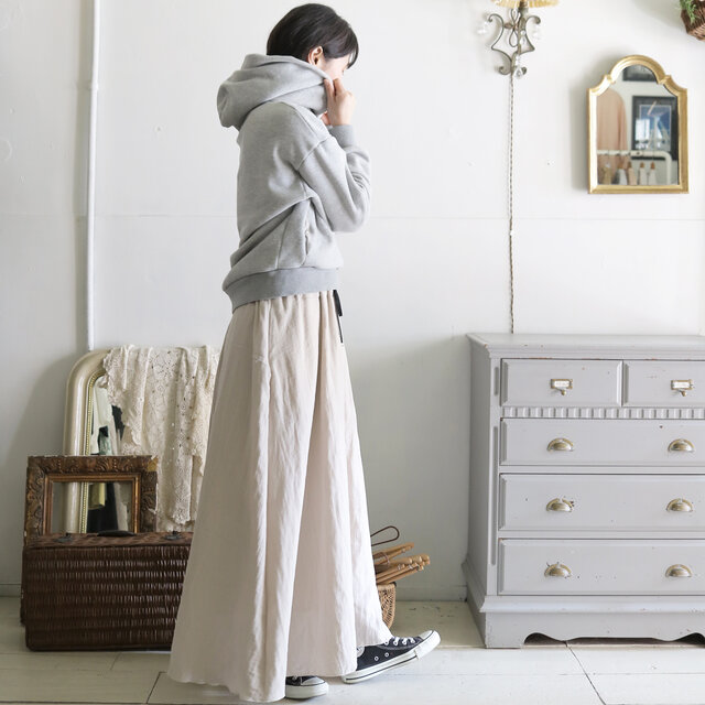 ダブルガーゼマキシスカート/ライトベージュ