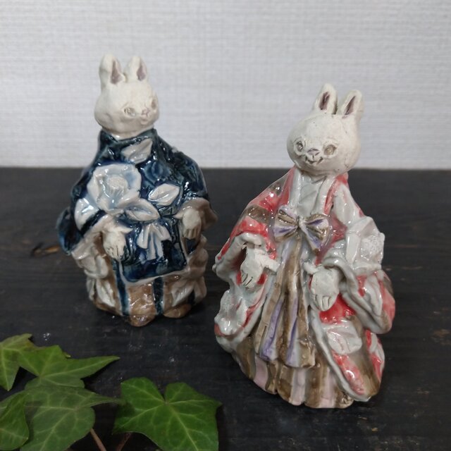 立ち雛人形 うさぎ×椿