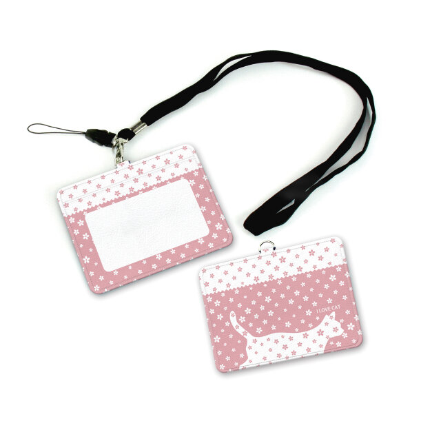 IDケース/IDカードホルダー/パスケース【桜猫】（名入れ可）