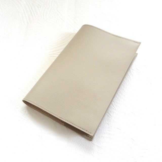 新書サイズ、コミック対応♪《ピッグスキン》シンプルイズベスト・一枚革のブックカバー・ライトベージュ・0866