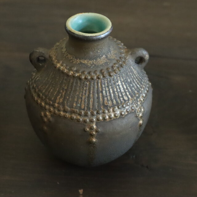置物　花器　壺 萩焼・厚東建信・花壺・壺型花器・花瓶・陶磁器・No.221218-36