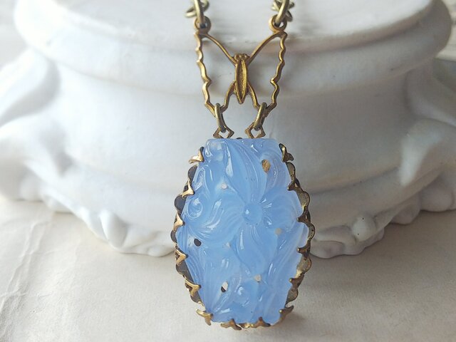 アールヌーボー 9ct ペンダント ブルー天然石 【公式通販】