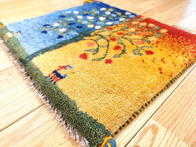 ペルシャ ギャッベ ミニマット ラグ 41.5x38.5㎝ ザクロの木 ペルシャ ギャッベ ミニマット ラグ 41.5x38.5㎝ ザクロの木