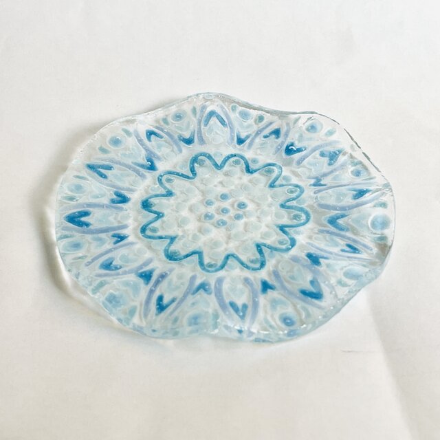 青色花びら型ガラス皿 スウェーデン製 青色花びら型ガラス皿 スウェーデン製 青色花びら型ガラス皿