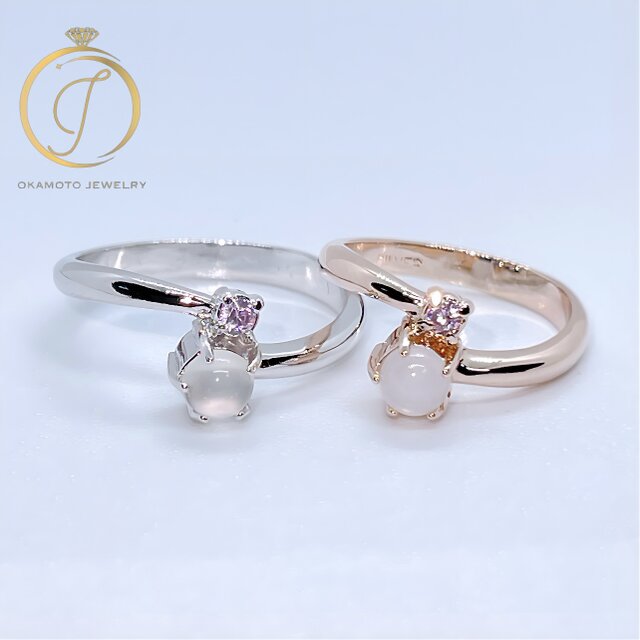 (天然石)MOONSTONE DIAMOND RING(ピンキーリング可)