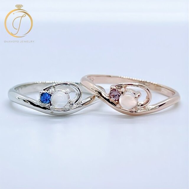 【天然石】月と星 (ピンキーリングも可)