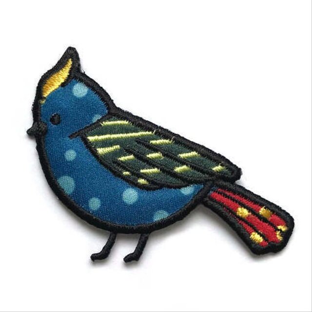 アップリケワッペン ブルードットバード　TB　青い鳥　小鳥 ことり W-1966
