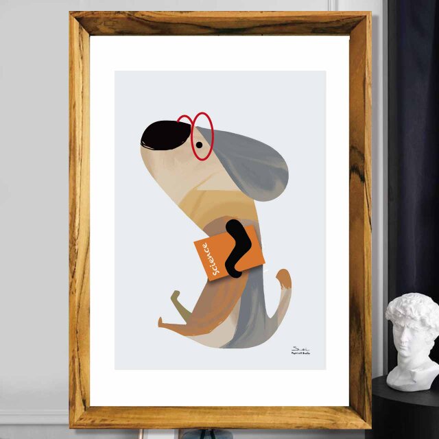 インテリ　犬　イラスト　個性見つかるseiのアート　ポスター　A4〜A0　アートポスター　アート　3279