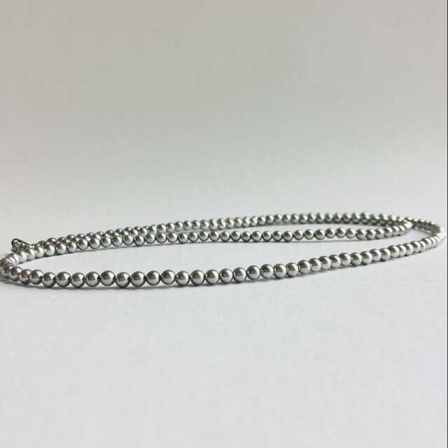 貝ベビーパールオペラネックレス/約4mm約80cm/シルバーグレー/R/made in japan