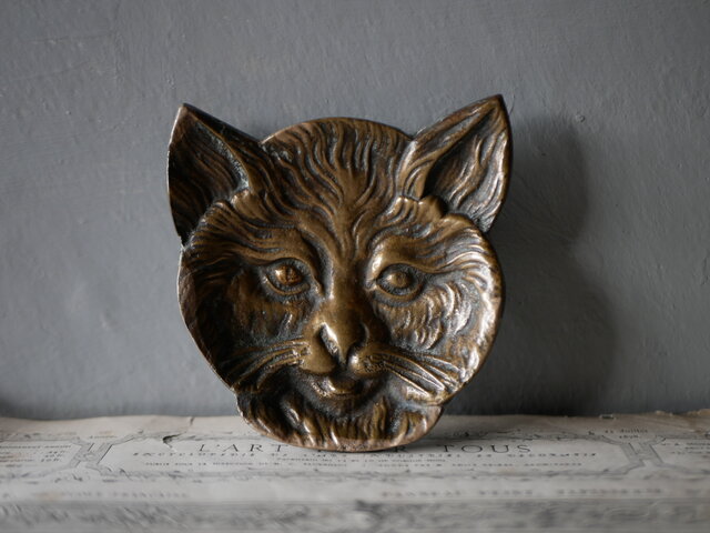美品　猫トレイ　小皿 フランスアンティーク アスティエ　ネコブロンズ 美品 猫トレイ 小皿 フランスアンティーク アスティエ ネコブロンズ
