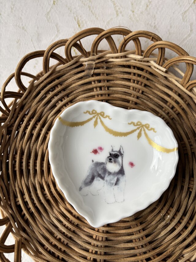 シュナウザー　ハート皿　❷