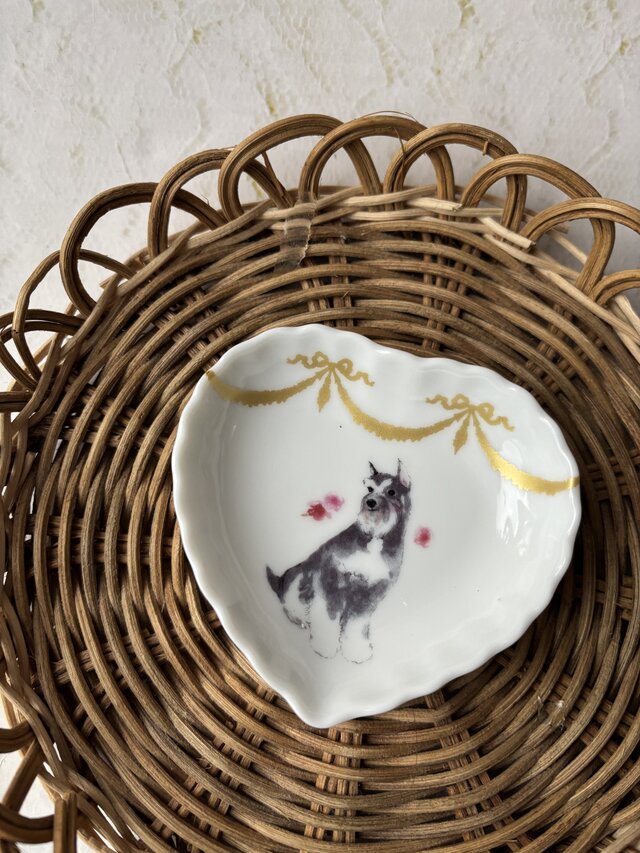 シュナウザー　ハート皿　❸