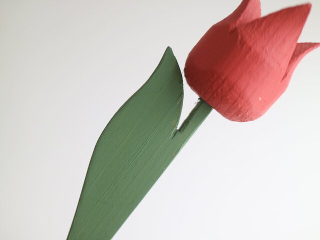 北欧　木製チューリップ　スウェーデン　ヴィンテージ スウェーデンで見つけた木製チューリップ &葉っぱ No.5117