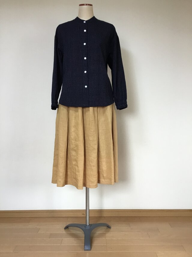 絣のブラウス　デザイン2　　着物リメイク　