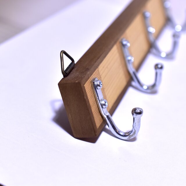木工 】 壁掛け 4連 キーフック キーホルダー ロープフック 使用