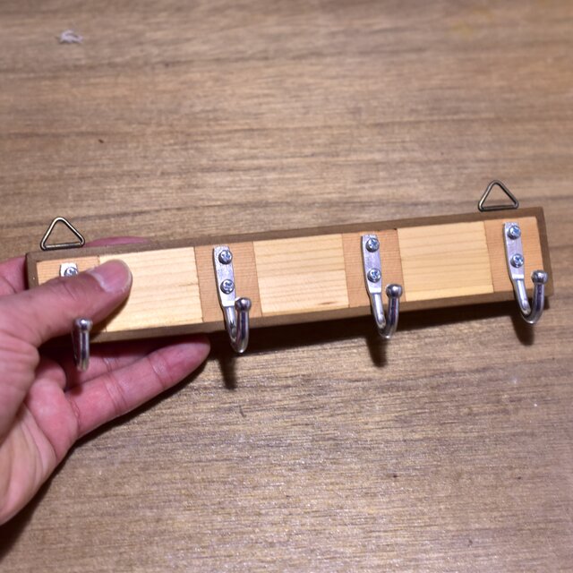 木工 】 壁掛け 4連 キーフック キーホルダー ロープフック 使用