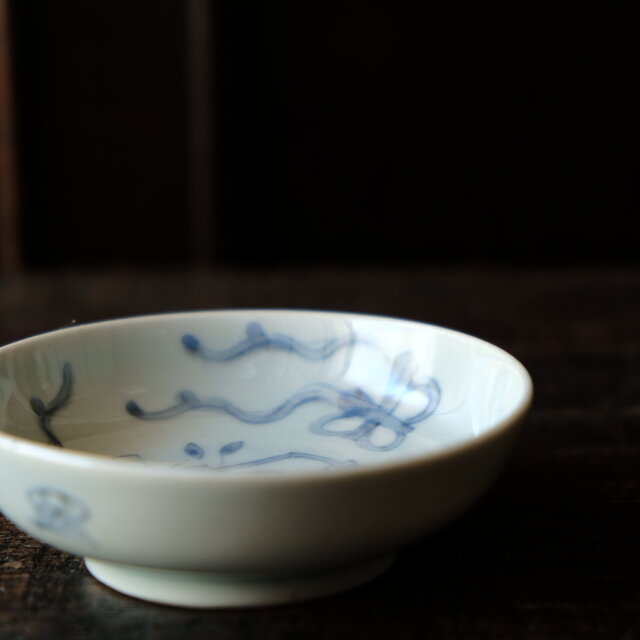 古伊万里 染付 撫子図 豆皿 江戸期