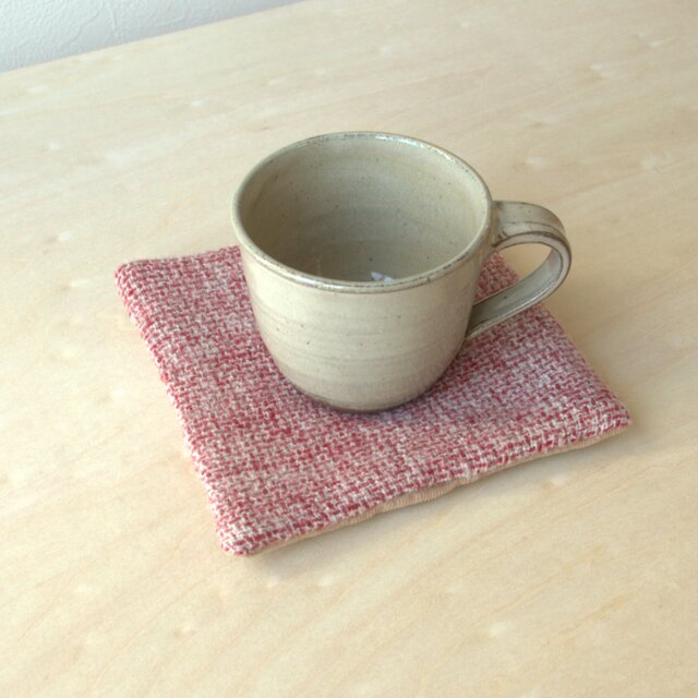 ホームスパン・ポットマット　赤網代