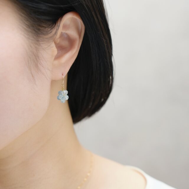 14kgf ピアス】アクアマリンの実 金平糖 3月誕生石／誕生日プレゼント