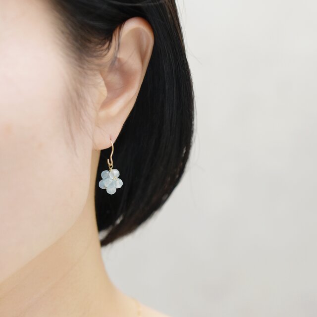 14kgf ピアス】アクアマリンの実 金平糖 3月誕生石／誕生日プレゼント
