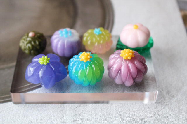 期間限定SALE☆ガラスのミニチュア和菓子セット（練り切り） ☆ガラス