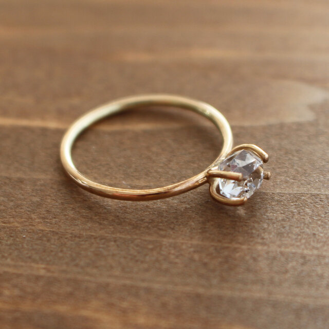 ハーキマーダイアモンド＜4本爪＞のリング（K10）【9号】