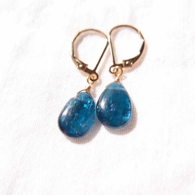 【K14gf】Deep Blue Kyanite Drop Earrings／ディープブルーカイヤナイト 雫ピアス（M）