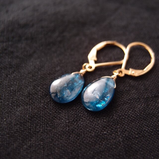 K14gf】Deep Blue Kyanite Drop Earrings／ディープブルーカイヤナイト