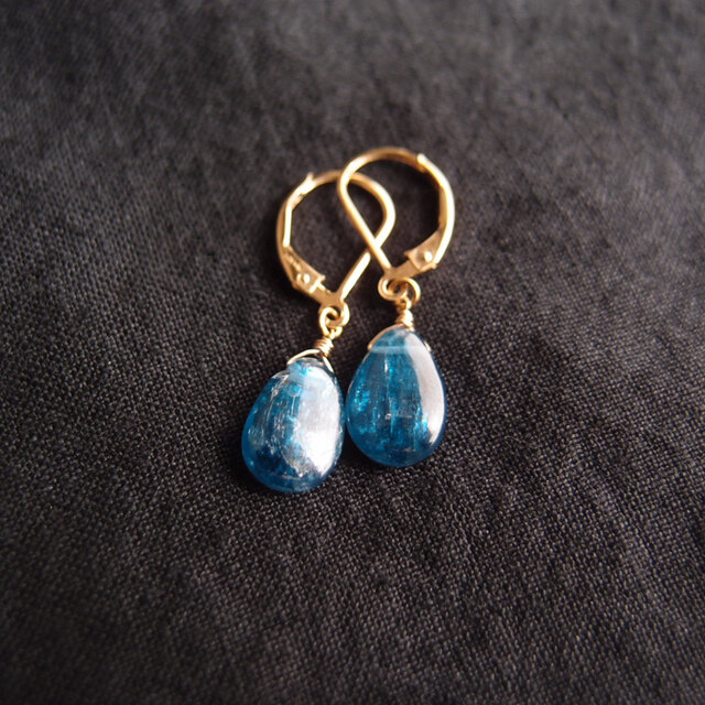K14gf】Deep Blue Kyanite Drop Earrings／ディープブルーカイヤナイト