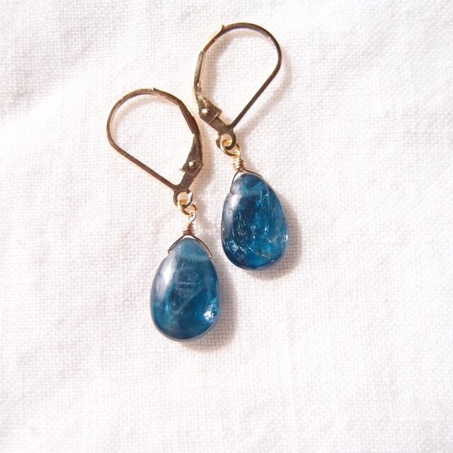 K14gf】Deep Blue Kyanite Drop Earrings／ディープブルーカイヤナイト