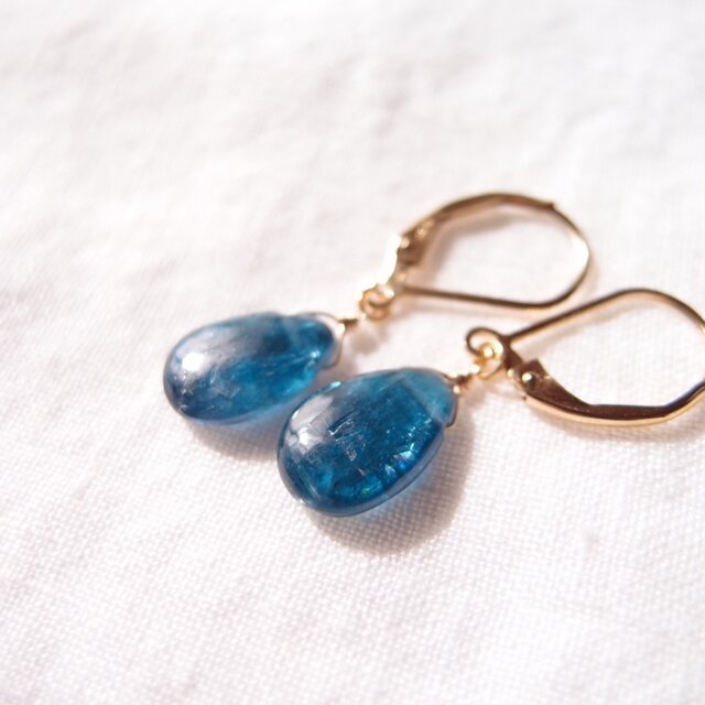 K14gf】Deep Blue Kyanite Drop Earrings／ディープブルーカイヤナイト
