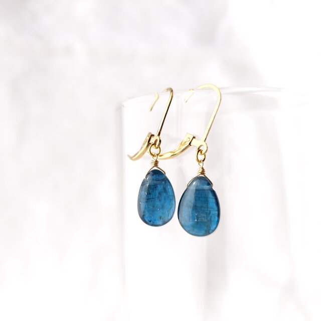 K14gf】Deep Blue Kyanite Drop Earrings／ディープブルーカイヤナイト