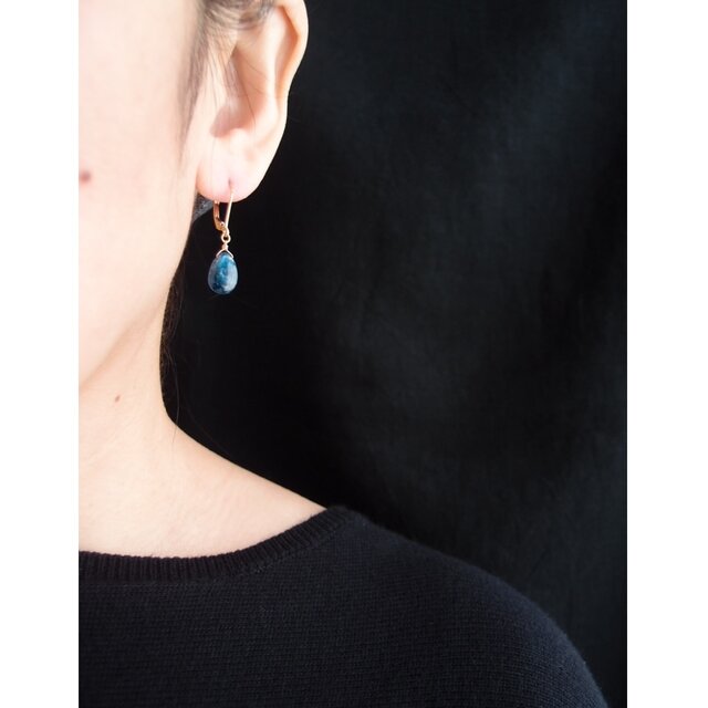 K14gf】Deep Blue Kyanite Drop Earrings／ディープブルーカイヤナイト