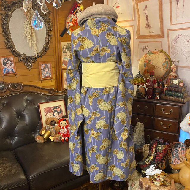 着物リメイクワンピース＆帯サッシュベルトセット｜和洋折衷×レトロ