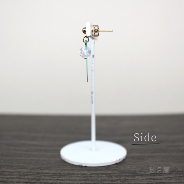 波模様の和風ピアス ブルーグリーン】 イヤリング 青海波 青緑