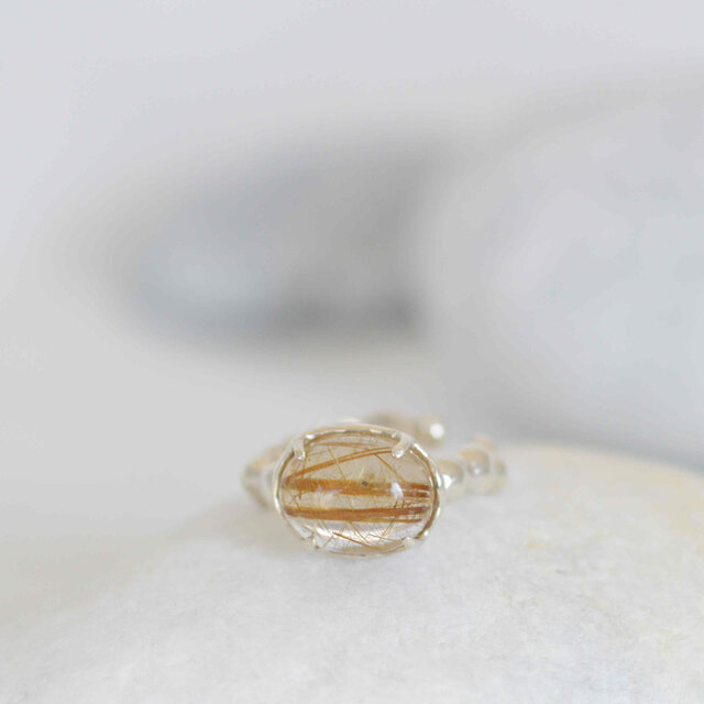 ルチルクォーツとあぶくのイヤーカフ<一点もの>