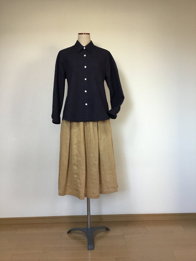 紬のシャツ　　　ラグラン袖