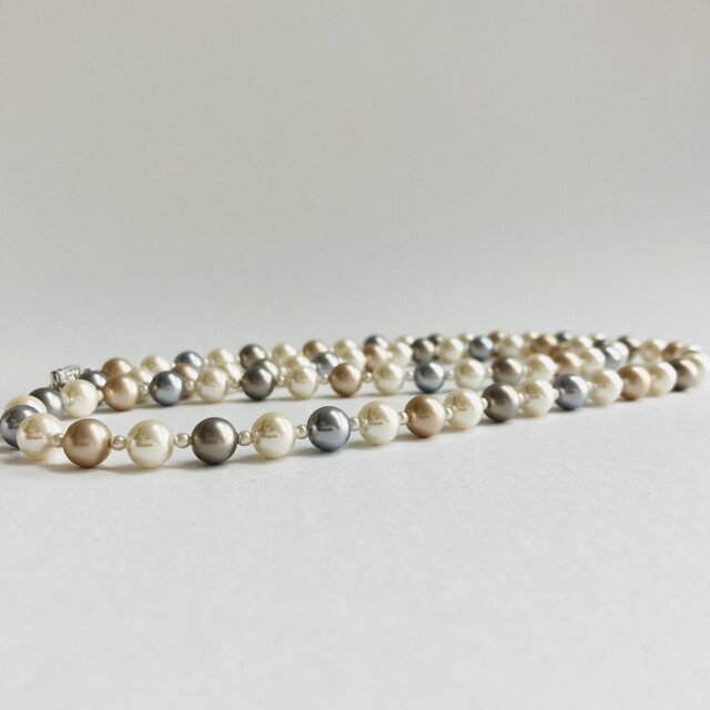 ガラスパールmixカラーオペラネックレス/8mm約80cm/ペールトーンmix/R/made in japan