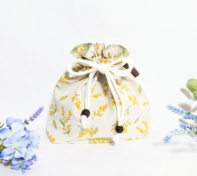 ミモザの花 巾着袋 | iichi 日々の暮らしを心地よくするハンドメイドや