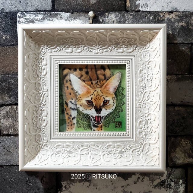 肉筆 原画 1点もの ボールペン画 日本人作家 色鉛筆画 サーバル