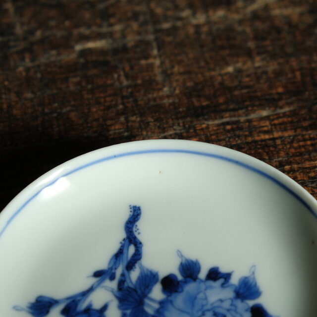 青で芍薬◇伊万里 花文染付小皿 骨董・antiques 丁寧な暮らしに。古