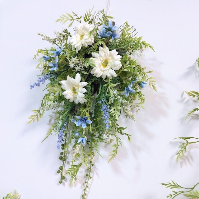 ブルースター と ガーベラ の ナチュラル グリーン スワッグ ns923