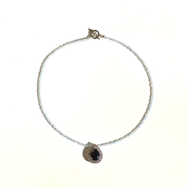 スピネル＆ホワイトトパーズのペンダントトップ＊アクアマリンのネックレス◆送料無料♪