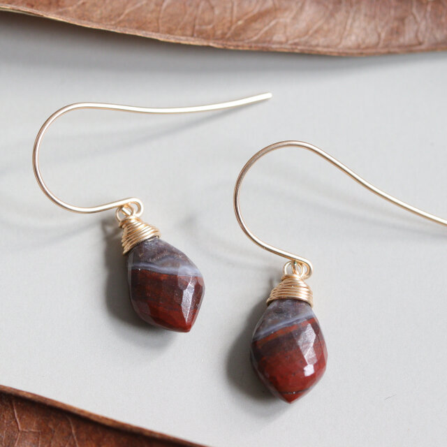 14kgf｜こっくり秋冬カラー｜クレイジーレースジャスパーのピアス