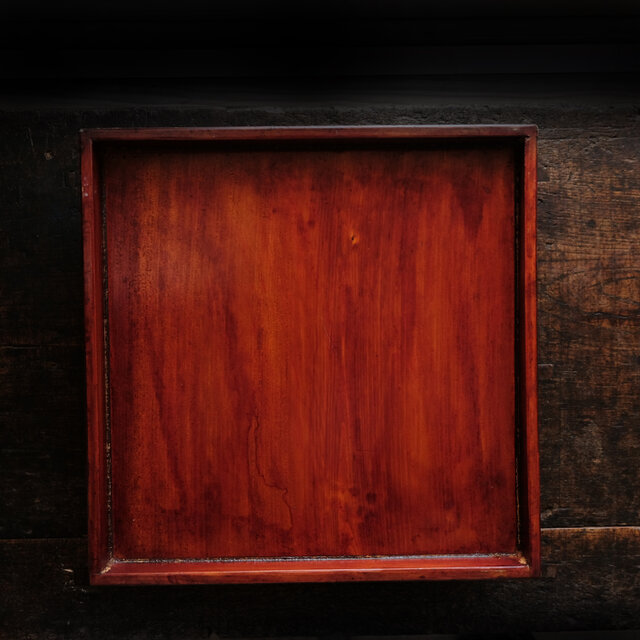 鮮やかな色味◆漆塗り脚付き膳　盆　古物　古民家　骨董・antiques　明治〜大正期　i2