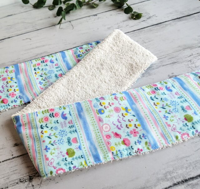 ハンドメイド オーダー 入園 入学 乾布摩擦 タオル 乾布摩擦タオル お花畑 水色 9cm✕85cm ダブルガーゼ コットン