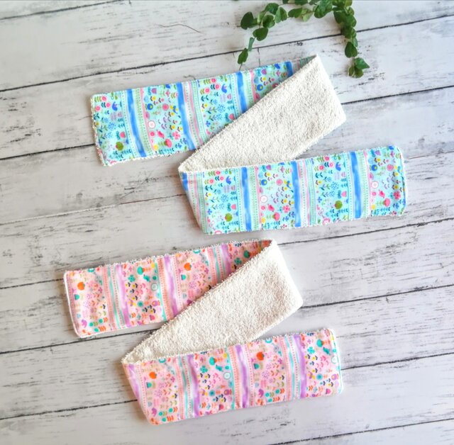 乾布摩擦タオル お花畑 水色 9cm✕85cm ダブルガーゼ コットン