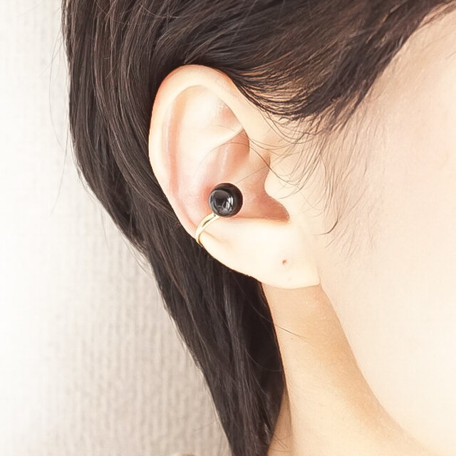 AAAランク 高品質 ブラック オニキス イヤーカフ 重ね付け 天然石