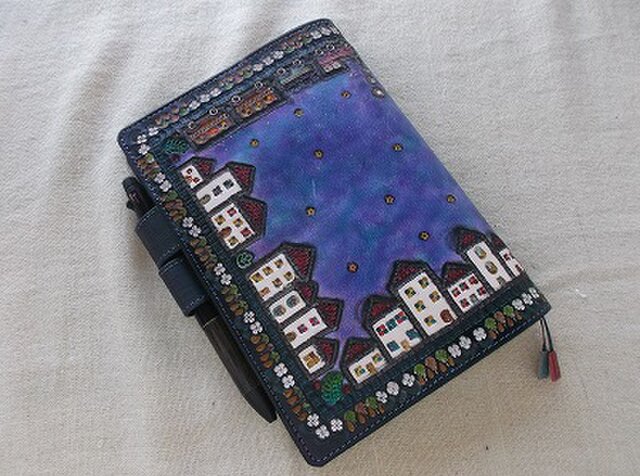 ほぼ日手帳仕様 B6サイズレザー手帳カバー 刻印＆拭き染め